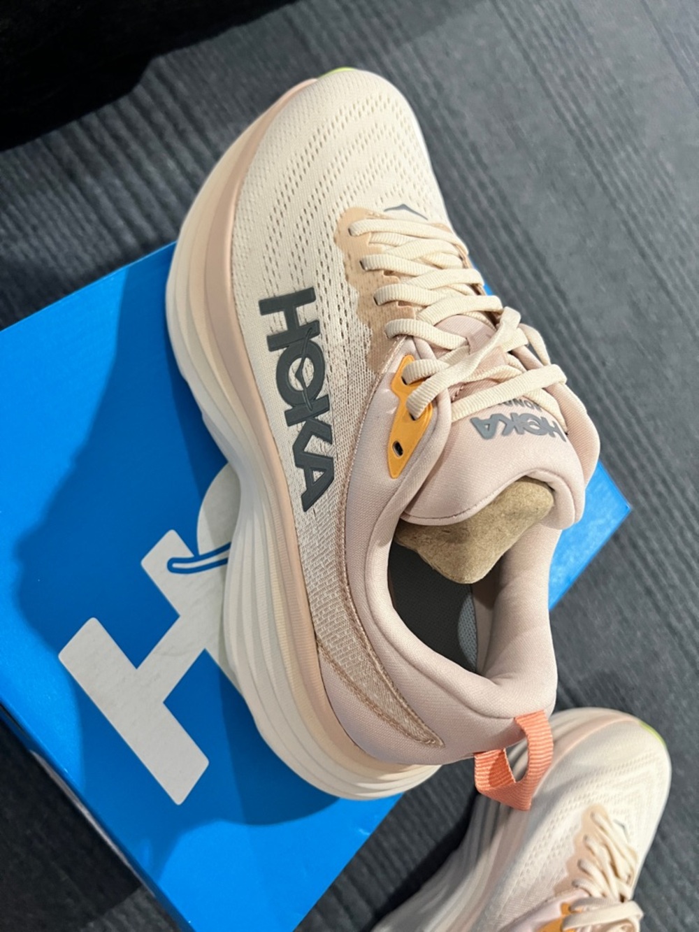 NEW Hoka Women's Athletic Shoes in Pale Peach with Yellow Accent - size 8